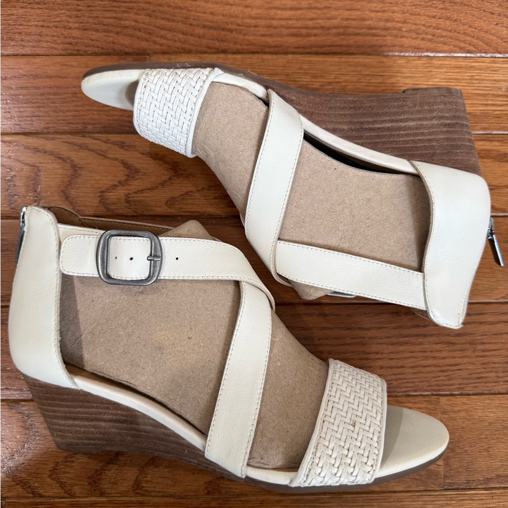 Lucky Brand White Wedge Sandals with Ankle Strap